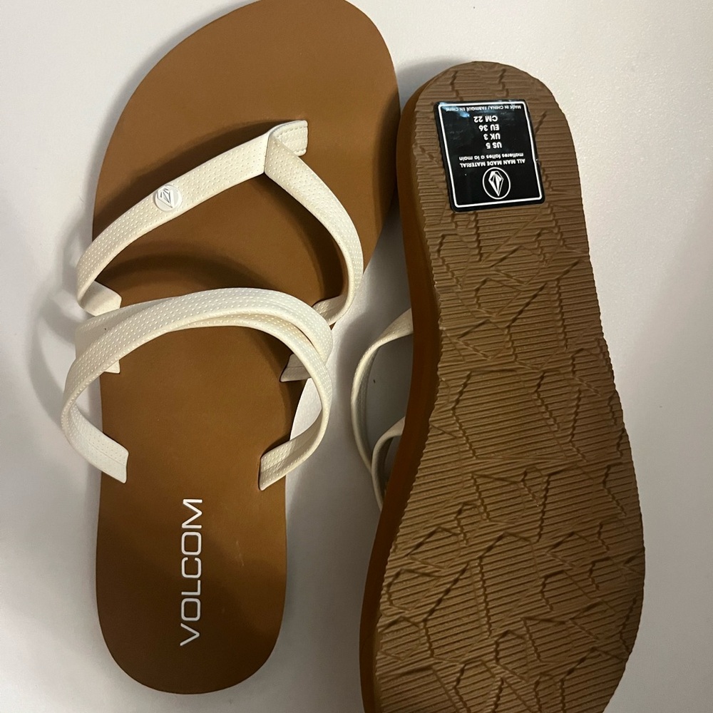 Volcom Women's White and Brown Sandals